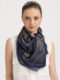 EXCLUSIVELY AT SAKS.COM. A glamorous flower and lace print with subtle logo detail adorns this modal and cashmere wrap.50% wool/50% silk55 X 55Dry cleanMade in Italy