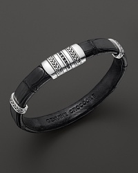 J Goodman Genuine Black Alligator Cuff with Sterling Silver and Black Diamonds