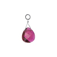 Sterling Silver Made with Swarovski Elements Teardrop Shaped Fuschia Multifaceted Crystal 1 inch Long Pendant Charm