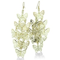 Shiny Lightweight Golden Tone Butterfly Dangle Earrings