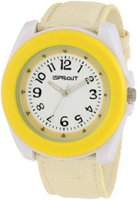 Sprout Women's ST/2027YLYL Yellow Organic Cotton Strap Bamboo Dial Eco-Friendly Watch