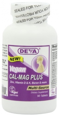 Deva Vegan Vitamins Calcium, Magnesium Plus  90 Tablets (Pack of 2)