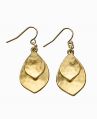 Capture the essence of autumn. Two cascading leaves with a textured surface will remind you of a brisk fall day. Lauren Ralph Lauren earrings crafted in gold tone mixed metal. Approximate drop: 1-1/2 inches.