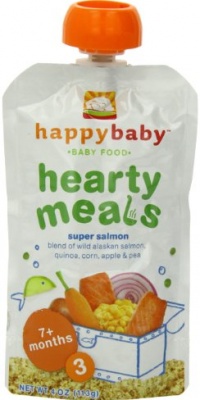 Happy Baby Organic Baby Food 3 Homestyle Meals, Super Salmon, 4-Ounce Pouches (Pack of 16)