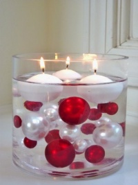 Unique Elegant Vase Fillers - 95Pc. Pack Jumbo Red Pearls and White Pearls with Sparkling & Red Diamonds and Gems Accents - Wholesale ....The Transparent Water Gels that are floating the Pearl are sold separately...