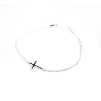 apop nyc Mini Sterling Silver Sideways Cross Bracelet 7 inch