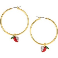 Juicy Couture Cherry Heart Gold Tone Hoop Earrings