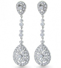 Bling Jewelry Bridal Art Deco CZ Teardrop Chandelier Earrings Large