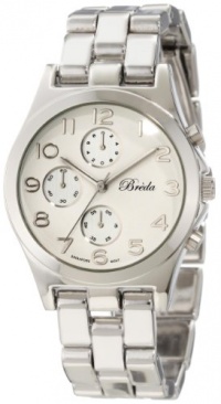 Breda Women's 8212-Silver Autumn Sleek Metal Designer Dial Three-Link Band Watch