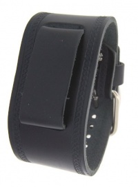 Nemesis #HST-K Unisex Black Wide Leather Cuff Wrist Watch Band