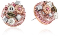 Betsey Johnson Iconic Vintage Rose Round Cluster Stud Earrings