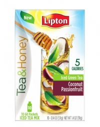 Lipton Tea and Honey To Go Packets Iced Green Tea, Coconut Passionfruit,  10 Count