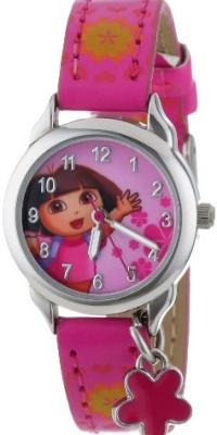 Nickelodeon Kids' DTE841 Dora pink pattern strap analogue Watch