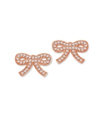 18k rose gold vermeil and cubic zirconia are all wrapped up in pretty bows on these feminine-fabulous earrings from Crislu.