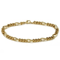 PalmBeach Jewelry Figaro Link Bracelet in Yellow Gold Tone 8