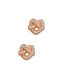 True love is like a knot that never comes undone. The cubic zirconia-encrusted hearts on these 18k rose gold vermeil pave earrings let her know just how you feel.