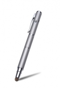 YooMee 3-in-1 Silver Fibermesh Capacitive Touchscreen Stylus with Laser Pointer and Ballpoint Pen (Silver)