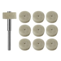 10pc 1/2 Felt Wool Polishing Wheels with Mandrel - Fits Dremel