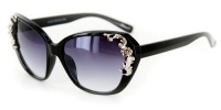 Rose Vintage-Inspired Sunglasses (Black w/ Smoke Lens)