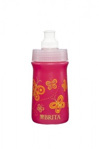 Brita Soft Squeeze Water Filter Bottle For Kids, Pink Butterflies