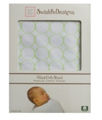 SwaddleDesigns Cotton Flannel Mod Circles Fitted Crib Sheet, Kiwi