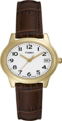 Timex T2N299 Ladies Classics White Dial Brown Leather Strap Watch