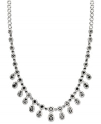 Bold drops add drama to your look. This standout pendant features pear and round-cut black diamonds (6 ct. t.w) set in sterling silver. Approximate length: 18 inches. Approximate drop: 1/2 inch.