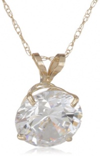 10k Gold Solitaire Pendant Made with Swarovski Zirconia (3 cttw), 18