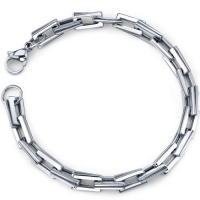 Smooth Style: Mens Stainless Steel Double Rectangular Link Bracelet