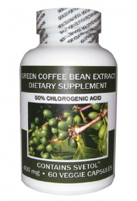 SVETOL® Green Coffee Bean Extract 50%  Acid - Chlorogenic 400mg Zero Fillers, Binders or Artifical Ingredients (1 Bottle)