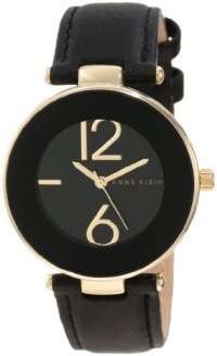 Anne Klein Women's AK/1064BKBK Gold Tone Black Leather Strap Watch