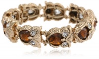 Anne Klein Arden Gold-Tone Topaz Colored Owl Stretch Bracelet, 7.25