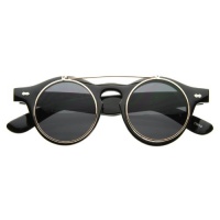 Old-School Small Retro Steampunk Circle Flip Up Glasses |Sunglasses