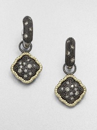 From the Pebble Collection. Blackened sterling silver and 18k gold creates a high-contrast design with glittering grey diamonds and cultured pearls; perfect for your favorite hoops. Culture pearlsGrey diamonds, .08 tcw18k goldBlackened sterling silverFixed baleImported Please note: Earrings sold separately.