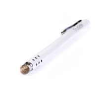 TruGlide Stylus with Microfiber Tip for new iPad, iPad Mini, iPhone 5, iPhone 4, Kindle Fire, Samsung Galaxy Tablet and Smartphone, Nook, all Touch Screen Tablets (Pearl White with Clip)