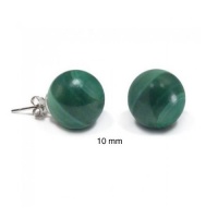 Bling Jewelry 925 Sterling Silver Malachite Ball Stud Earrings 10mm