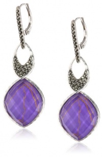 Judith Jack Purple Moon Sterling Silver, Marcasite, Purple Turquoise Drop Earrings