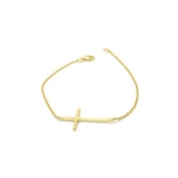 apop nyc 14k Yellow Gold Vermeil Horizontal Cross Bracelet 7 inch - 8 inch