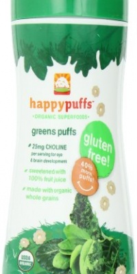 Happy Baby Organic Puffs, Greens Puffs, 2.1-Ounce Containers (Pack of 6)