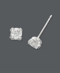 Exceptionally glamorous. These intriguing diamond stud earrings (3/4 ct. t.w.) feature round-cut, prong-set diamonds with pave-set diamond accents at the sides. Crafted in 14k white gold. Approximate diameter: 4 mm.