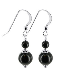 Sterling Silver Black Onyx Beads Earrings Made with Swarovski Elements