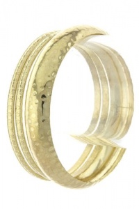 Discount Fashion Jewelry | HAMMERED AND TEXTURED METAL BANGLE SET (Gold)