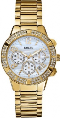 GUESS Women's U0141L2 Yellow Gold-Tone Crystal Sport Chronograph Watch