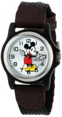 Disney Women's MCK620 Mickey Mouse Moving Hands Black and Brown Strap Watch