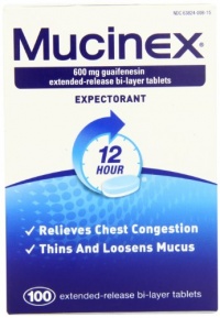 Mucinex Extended-Release Bi-Layer Tablets 100 Count.