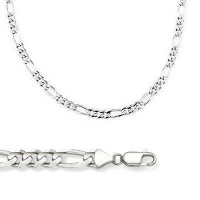 14k Solid White Gold Figaro Link Bracelet 2.5mm 7