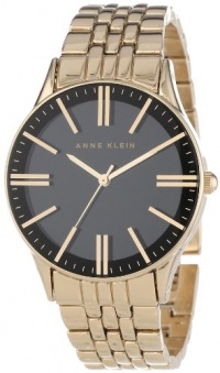 Anne Klein Women's AK/1294BKGB Black Dial Wall-To-Wall Crystal Gold-Tone Bracelet Watch