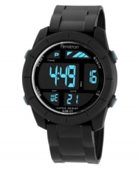 A digital sport watch from Armitron with blacked out styling and multi-functional tech.