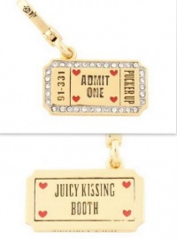 Juicy Couture Charm Kissing Booth Ticket Gold Charm Pave Accents YJRU4678