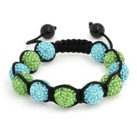 Bling Jewelry Bracelet Shamballa Inspired Blue and Green Crystal Bead 12mm